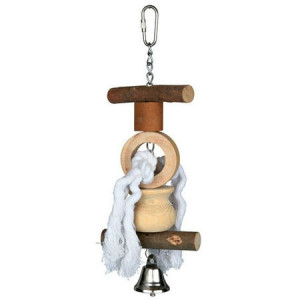 TRIXIE Zabawka drewniana ze sznurkiem i dzwonkiem dla ptaków