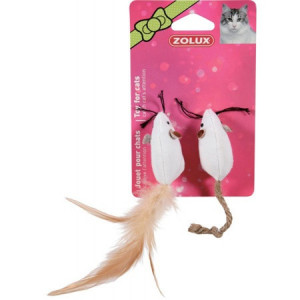 ZOLUX Zabawka dla kota - 2 myszy z piórkami 5cm