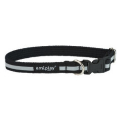AMIPLAY Obroża regulowana Cotton Shine - Czarna
