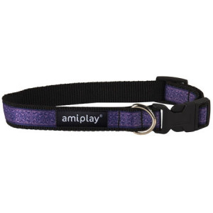 AMIPLAY Obroża regulowana Joy - Fioletowe wzory