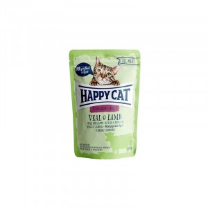 HAPPY CAT All Meat Adult Sterilised cielęcina i jagnięcina - saszetka 85g