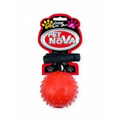 PET NOVA Piłka aportowa na antypoślizgowym pasku 7cm - czerwona