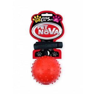 AQUA NOVA Piłka aportowa na antypoślizgowym pasku 6cm - czerwona