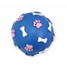 PET NOVA Piłka ze wzorem łapek i kości 9cm - niebieska / żółta