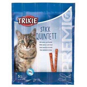 TRIXIE Premio Stick Quintett - Snacki Paluszki - Łosoś i pstrąg 5x 5g