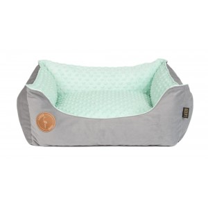 LAUREN DESIGN Kanapa / Legowisko CEZAR - szary velvet + mięta minky