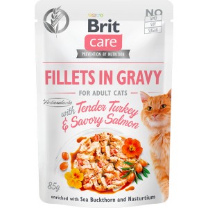 BRIT CARE CAT Fillets in gravy Salmon and Turkey 85g (saszetka)