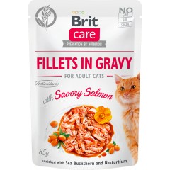 BRIT CARE CAT Fillets in gravy Savory Salmon 85g (saszetka)