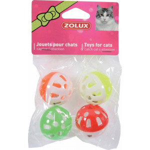 ZOLUX Zabawki dla kota - zestaw 4 kul z dzwonkami (3 cm)