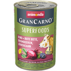 ANIMONDA GranCarno Superfoods Wołowina, burak, jeżyny, mniszek lekarski 400g