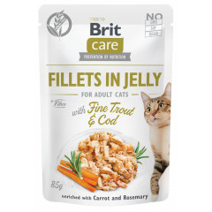 BRIT CARE CAT Fillets in jelly Fine Trout and Cod 85g (saszetka)