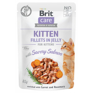 BRIT CARE CAT Fillets in jelly Kitten Savory Salmon 85g (saszetka)
