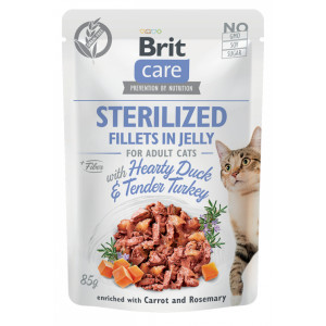 BRIT CARE CAT Fillets in jelly Sterilized Duck and Turkey 85g (saszetka)