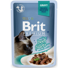 BRIT PREMIUM CAT Beef Gravy Fillets Adult - wołowina w sosie 85g
