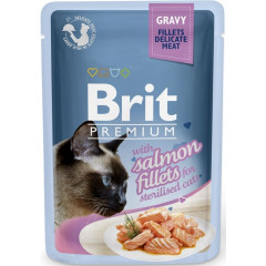BRIT PREMIUM CAT Sterilized Salmon Gravy Fillets Adult - łosoś w sosie dla kotów sterylizowanych 85g (saszetka)