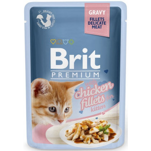 BRIT PREMIUM CAT Chicken Gravy Fillets Kitten - kurczak w sosie dla kociąt 85g (saszetka)