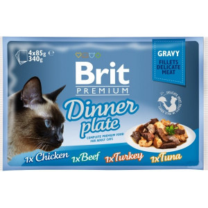 BRIT PREMIUM CAT Dinner Plate Box Gravy saszetki w sosie (4x 85g)