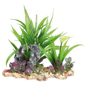 TRIXIE Dekoracja akwarium - Sztuczna roślina w żwirku 18cm