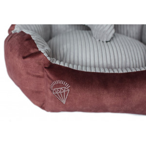 LAUREN DESIGN Velvet Legowisko Diana - nowy bordo