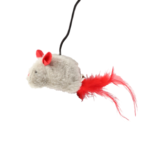 DINGO Wędka dla kota Love - Myszka z piórkami