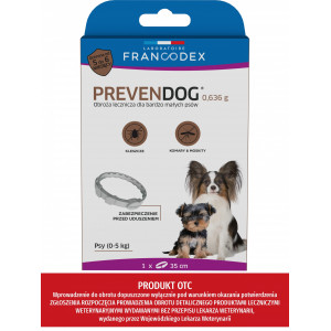 FRANCODEX Obroża biobójcza Prevendog 35 cm dla bardzo małych psów do 5 kg - 1 szt.