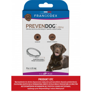 FRANCODEX Obroża biobójcza Prevendog 60 cm dla małych i średnich psów do 25 kg - 1 szt.
