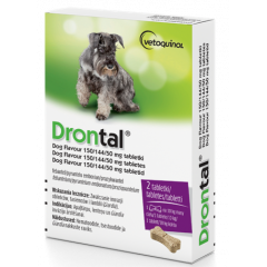 VETOQUINOL Drontal Dog Flavour 150/144/50 mg - tabletki na odrobaczanie dla psów do 20kg / 2 tabl.