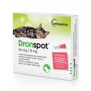 BAYER Dronspot 60mg (2 pipety) dla średnich kotów o wadze 2,5 do 5 kg