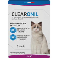 FRANCODEX Clearonil dla kotów powyżej 1 kg - 50 mg x 3 pipety