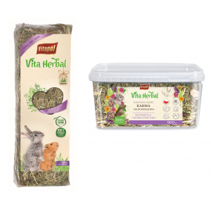 VITAPOL Vita Herbal Karma pełnoporcjowa dla szynszyli i koszatniczki 900g (wiaderko) plus sianko