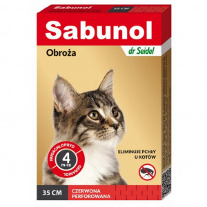 SABUNOL Obroża ozdobna dla kota 35cm - czerwona