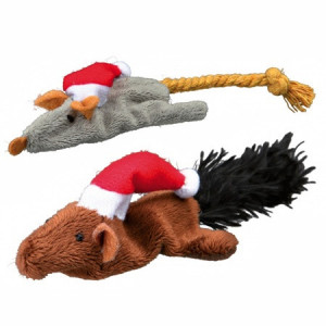 TRIXIE Zestaw zabawek świątecznych dla kota mysz i wiewiórka