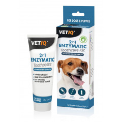 VetIQ 2in1 Ochrona zębów 70g Pasta enzym zestaw