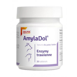 DOLFOS Amyladol - Enzymy trawienne. Tabletki dla psów i kotów