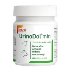 DOLFOS Urinodol Mini - naturalna ochrona układu moczowego u kotów i małych psów - 60 tabletek