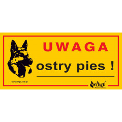 DINGO Metalowa tabliczka "Uwaga, ostry pies"