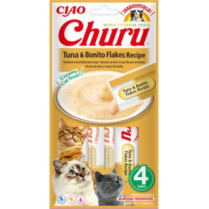 INABA CAT CHURU tuńczyk z płatkami tuńczyka bonito 4x14g (56g)