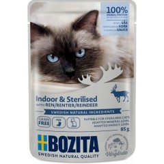 BOZITA Indoor and Sterilised Kawałeczki w sosie z reniferem - mokra karma dla kotów 85g (saszetka)