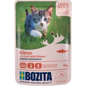BOZITA Kitten Kawałeczki w sosie z łososiem - karma dla kociąt i młodych kotów 85g (saszetka)