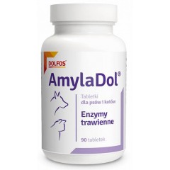DOLFOS Amyladol - Enzymy trawienne. Tabletki dla psów i kotów