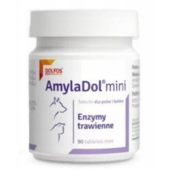DOLFOS Amyladol mini - Enzymy trawienne. Tabletki dla psów i kotów 90 tabletek mini