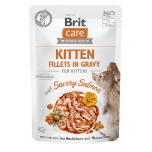 BRIT CARE Cat Fillets Gravy Kitten Savory Salmon 85g (saszetka)