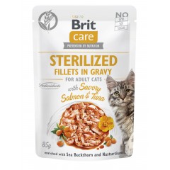 BRIT CARE Cat Fillets Gravy Sterilized Salmon and Tuna 85g (saszetka)