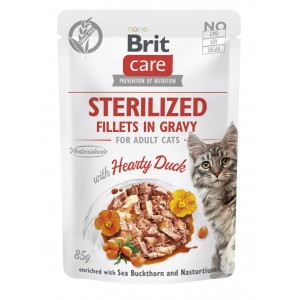 BRIT CARE Cat Fillets Gravy Sterilized Hearty Duck 85g (saszetka)