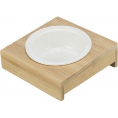 TRIXIE Miska na stojaku dla psa/kota ceramika/bambus - białe/ecru