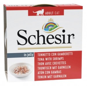 SCHESIR Cat Tuńczyk z krewetkami w galaretce - puszka