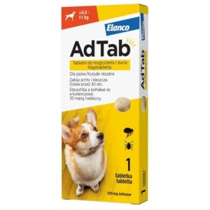 ELANCO AdTab 5,5 - 11 kg / 1 tabl. (225 mg) - tabletka na pchły i kleszcze