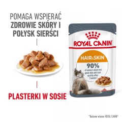 ROYAL CANIN Hair & Skin Care karma mokra, plasterki w sosie dla kotów dorosłych, lśniąca sierść i zdrowa skóra