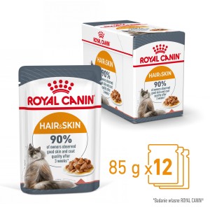 ROYAL CANIN Hair & Skin Care karma mokra, plasterki w sosie dla kotów dorosłych, lśniąca sierść i zdrowa skóra