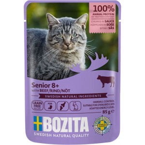 BOZITA Senior 8+ kawałki w sosie z wołowiną 85g (saszetka)